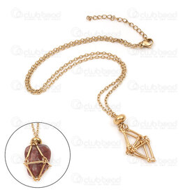 4007-0315-4725GL - Acier Inoxydable 304 Pendentif Cage Losange Diametre Interieur 25mm avec Chaine Forcat Collier 18po Plaque Or 1pc 4007-0315-4725GL,Chaînes,Par styles,Forçat,montreal, quebec, canada, beads, wholesale