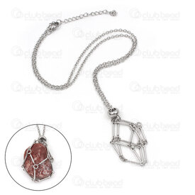 4007-0315-4743 - Acier Inoxydable 304 Pendentif Cage Losange Diametre Interieur 43mm avec Chaine Forcat Collier 18po Naturel 1pc 4007-0315-4743,Chaînes,Par styles,Forçat,montreal, quebec, canada, beads, wholesale