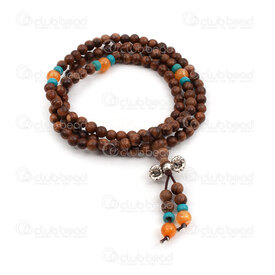 4007-0421-2-5mm - Wood Rosary Mala Round Burma Black Rosewood 5mm with spacer 108 beads on Elastic 4007-0421-2-5mm,Finished jewelry,Wooden malas,montreal, quebec, canada, beads, wholesale