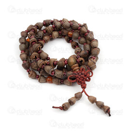 4007-0433 - Wood Rosary Mala Golden Bell Bodhi Bead 7x7mm (108 beads) on elastic 1pc 4007-0433,Finished jewelry,Wooden malas,montreal, quebec, canada, beads, wholesale