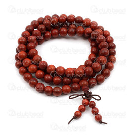 4007-0437-8.5mm - Wood Rosary Mala Round Sandalwood 8.5mm Mahogany With Chinese Endless Knot Buddha Bracelet on Elastic Cord 108 beads 1pcs 4007-0437-8.5mm,Rosary Mala,montreal, quebec, canada, beads, wholesale