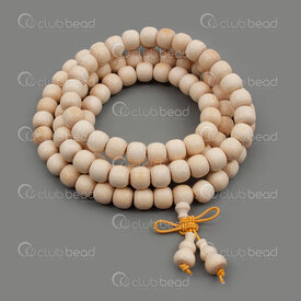 4007-0439-8x9 - Wood Rosary Golden Bamboo 8x9mm on Elastic with Guru Bead 108pcs 1pc 4007-0439-8x9,chapelet mala,montreal, quebec, canada, beads, wholesale