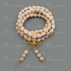 4007-0439-8x9D - Wood Rosary Golden Bamboo 8x9mm Drop shape on Elastic with Guru Bead 108pcs 4007-0439-8x9D,chapelet mala,montreal, quebec, canada, beads, wholesale