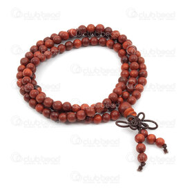 4007-9911 - Chapelet de Bois Mala Rond 5mm Rouge (108billes) sur elastique 1pc 4007-9911,1.5 elastique rouge,montreal, quebec, canada, beads, wholesale