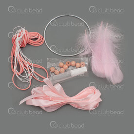8310-0010-0201 - Metal Dreamcatcher Set (6 items) Pink Blossom Theme 10cm (4in)1 Set 8310-0010-0201,Kit,montreal, quebec, canada, beads, wholesale