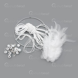 8310-0012-01 - Metal Dreamcatcher Set (8 items) White 12cm (5in) 1 Set 8310-0012-01,Dreamcatcher Kits,montreal, quebec, canada, beads, wholesale