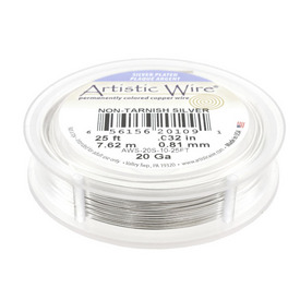 AWS-20S-10-25FT - Artistic Wire Copper Wire Silver Plated Silver 20 Gauge Non-Tarnish 25ft USA AWS-20S-10-25FT,Metallic wires,Copper,Silver plated,Copper,Wire,Silver Plated,20 Gauge,Silver,Non-Tarnish,25ft,USA,Artistic Wire,montreal, quebec, canada, beads, wholesale