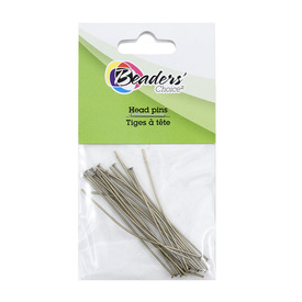 BC1-A-1714-0133 - Beaders' Choice Metal Head Pin 50mm Antique Brass Wire Size 0.7mm 20pcs BC1-A-1714-0133,Findings,Pins,Head pins,Metal,Head Pin,50MM,Green,Antique Brass,Metal,Wire Size 0.7mm,20pcs,China,Beaders' Choice,montreal, quebec, canada, beads, wholesale