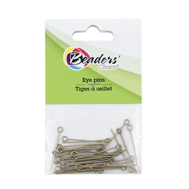 BC1-A-1714-0213 - Beaders' Choice Metal Eye Pin 25mm Antique Brass Wire Size 0.7mm 40pcs BC1-A-1714-0213,Findings,40pcs,Metal,Eye Pin,25MM,Green,Antique Brass,Metal,Wire Size 0.7mm,40pcs,China,Beaders' Choice,montreal, quebec, canada, beads, wholesale