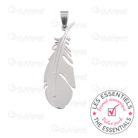 E-1720-2009-SL - PRIX NET Pendentif Acier Inoxydable 304 Avec Bélière Plume Naturel Thème: Animaux 5pcs E-1720-2009-SL,pendent,montreal, quebec, canada, beads, wholesale
