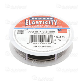 JE0.8B-0005M - Beadalon Elastic Cord Monofilement Elasticity 0.8mm Black 5m Roll USA JE0.8B-0005M,Elastic,Elastic,Monofilement,Cord,Elasticity,0.8mm,Black,5m Roll,USA,Beadalon,montreal, quebec, canada, beads, wholesale