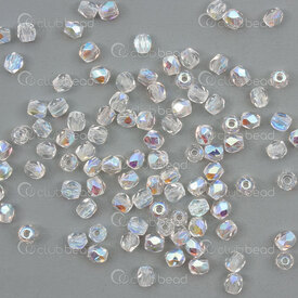 T-1102-4700-01 - Bille de Verre Polie au Feu Rond Facetté 3mm Cristal AB 100pcs République Tcheque T-1102-4700-01,montreal, quebec, canada, beads, wholesale