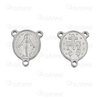 Spiritual Stainless Steel 304 Link-Connector Oval Holy Mary 14x11.5x2mm with 3 Loop Natural 10pcs 1720-2652-237